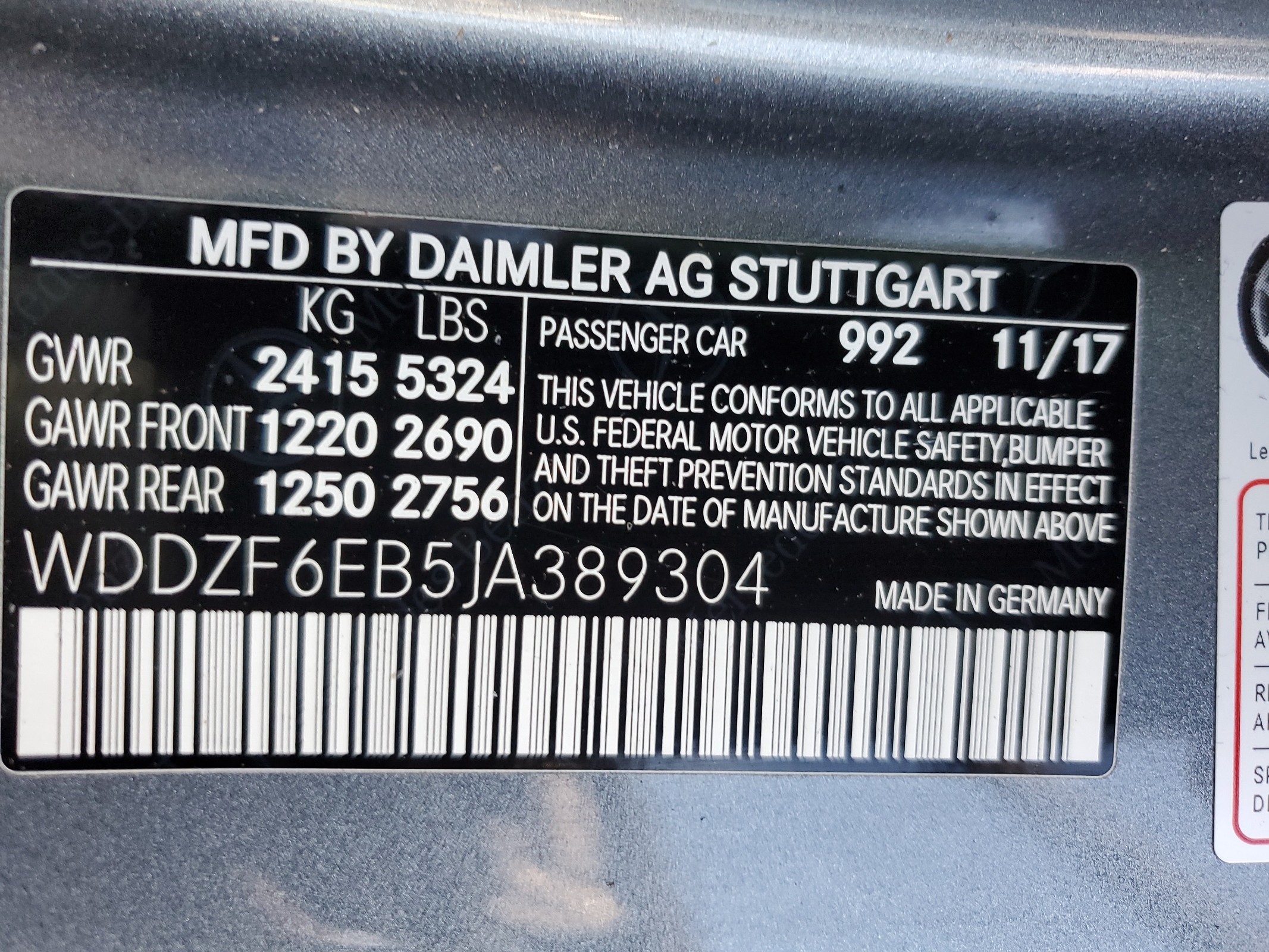 WDDZF6EB5JA389304 2018 Mercedes-Benz E 43 4Matic Amg