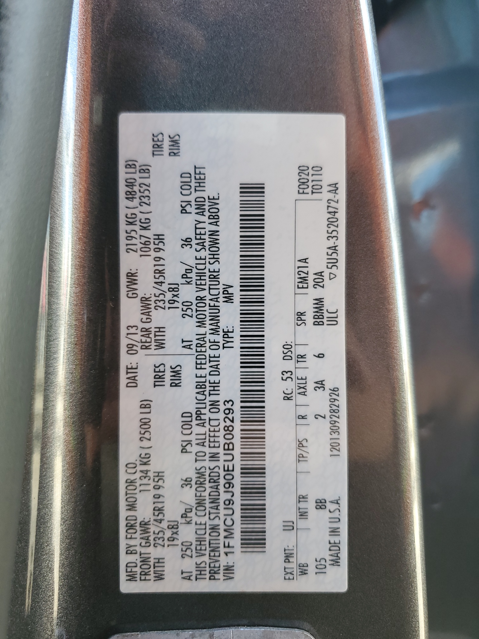 1FMCU9J90EUB08293 2014 Ford Escape Titanium