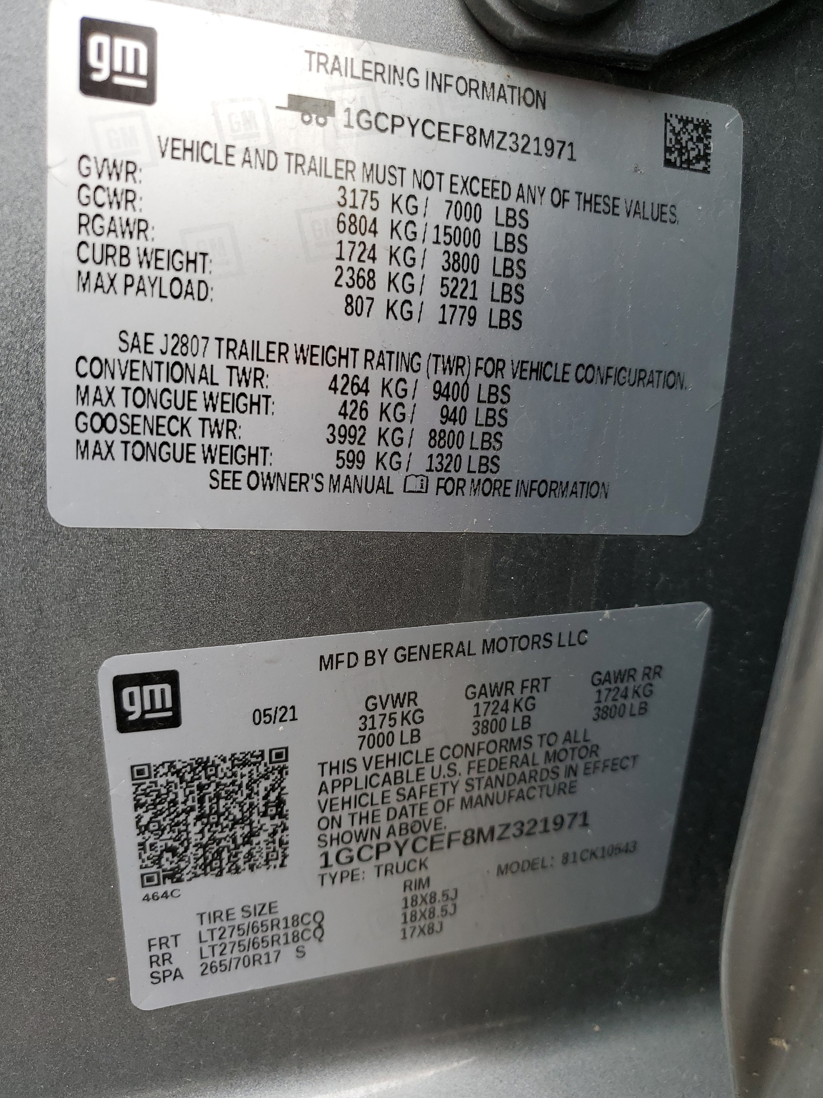 1GCPYCEF8MZ321971 2021 Chevrolet Silverado K1500 Trail Boss Custom