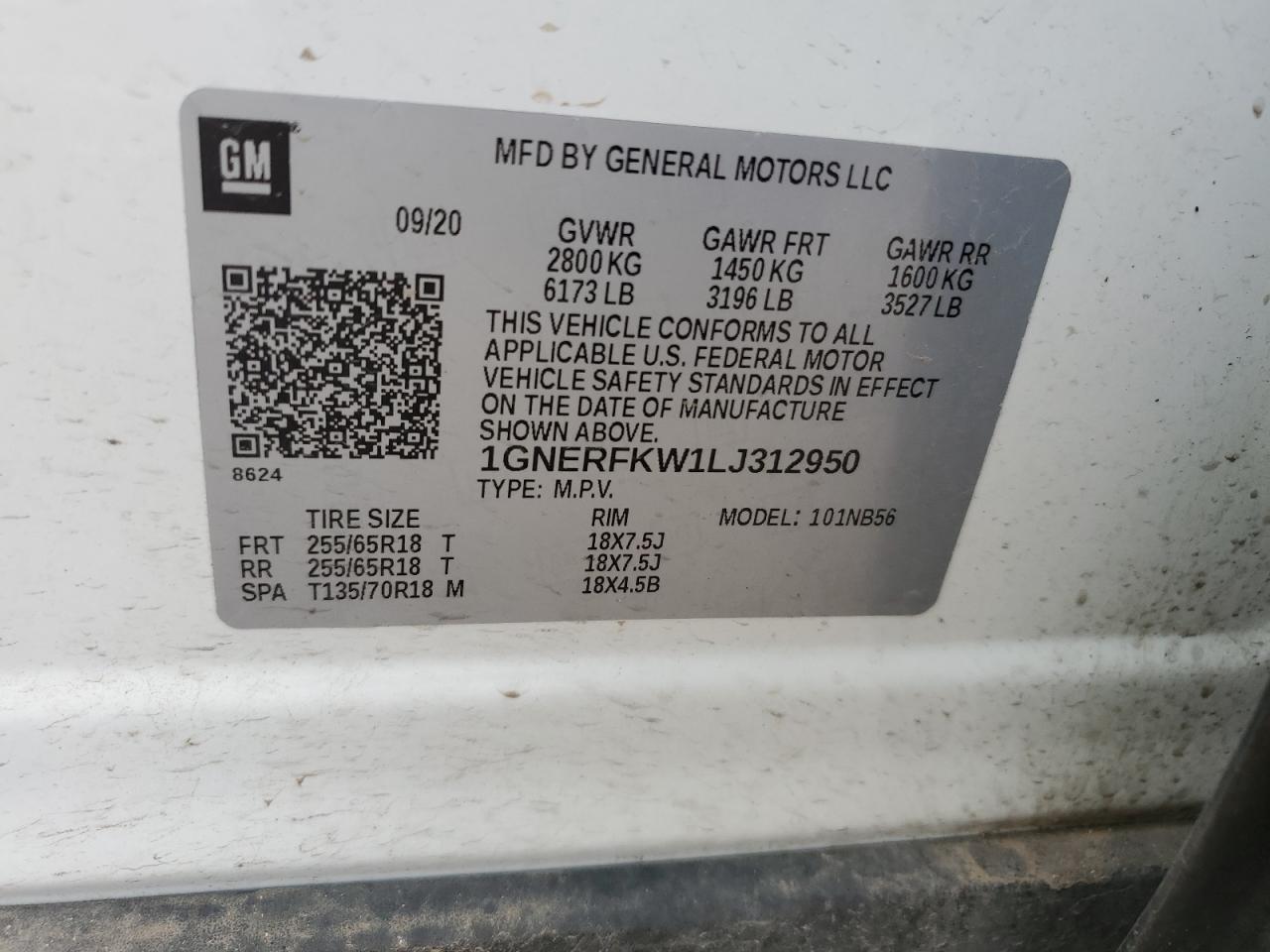 2020 Chevrolet Traverse Ls VIN: 1GNERFKW1LJ312950 Lot: 56670194