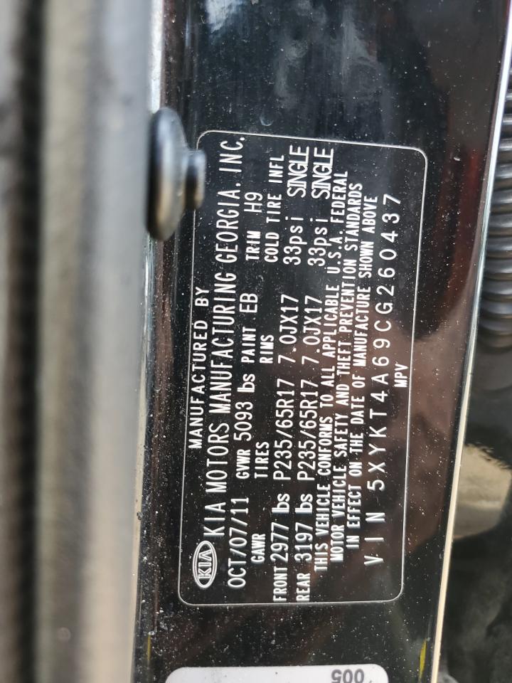 2012 Kia Sorento Base VIN: 5XYKT4A69CG260437 Lot: 53772164