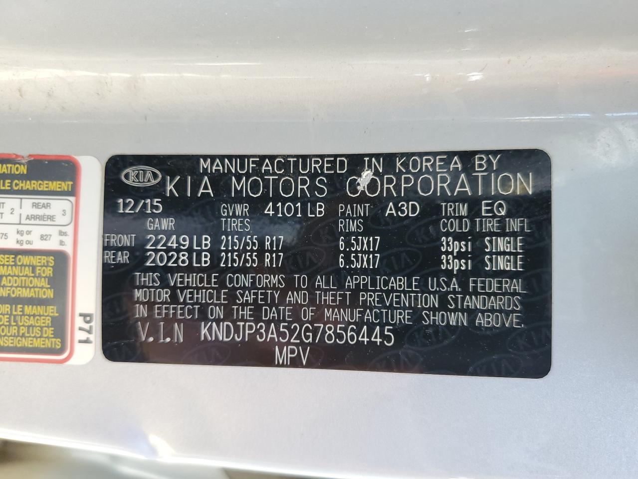 2016 Kia Soul + VIN: KNDJP3A52G7856445 Lot: 56488294