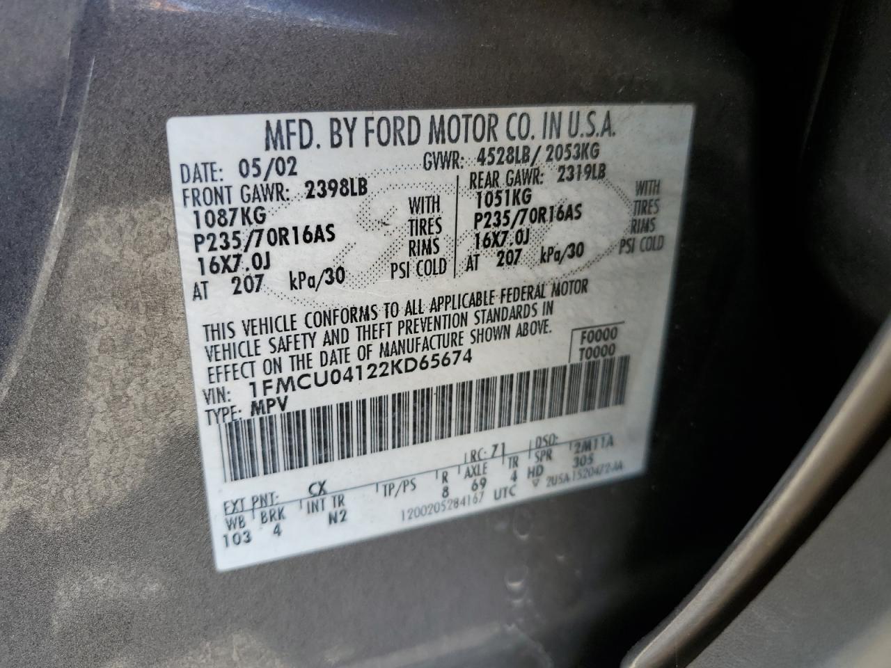 1FMCU04122KD65674 2002 Ford Escape Xlt