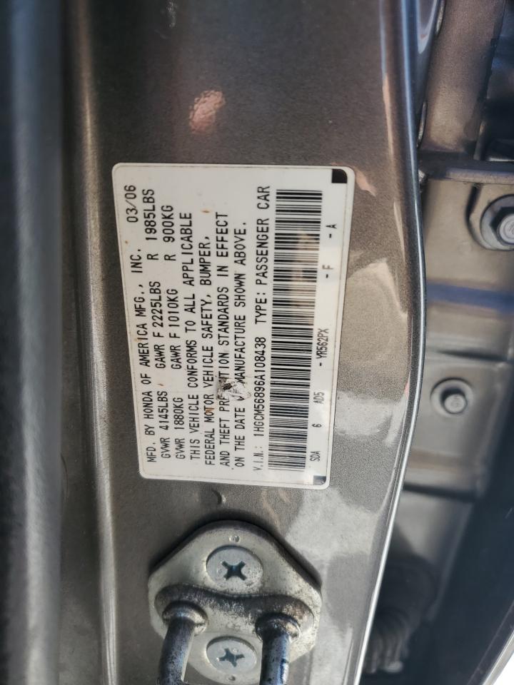 2006 Honda Accord Ex VIN: 1HGCM56896A108438 Lot: 53409134