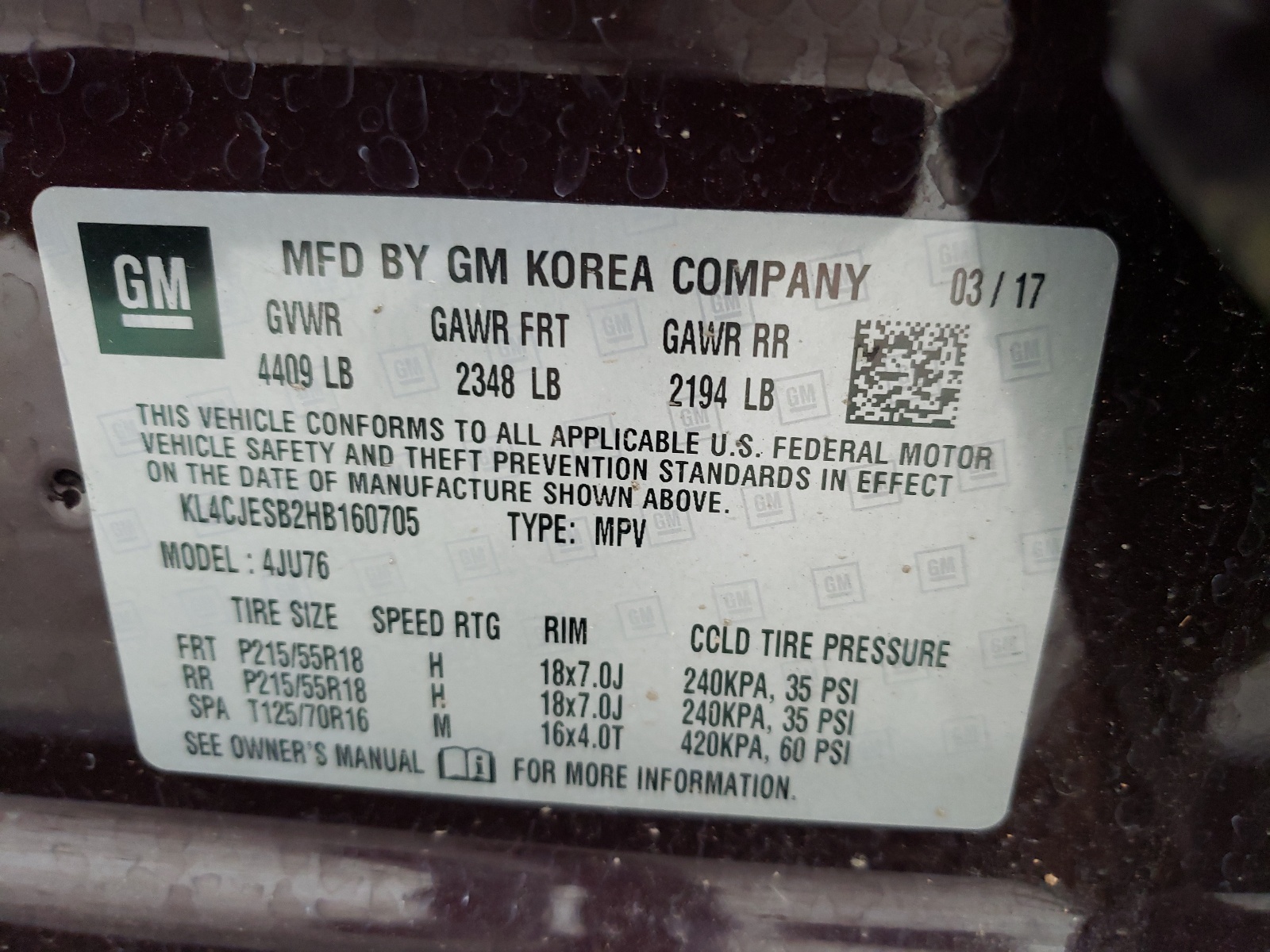 KL4CJESB2HB160705 2017 Buick Encore Preferred