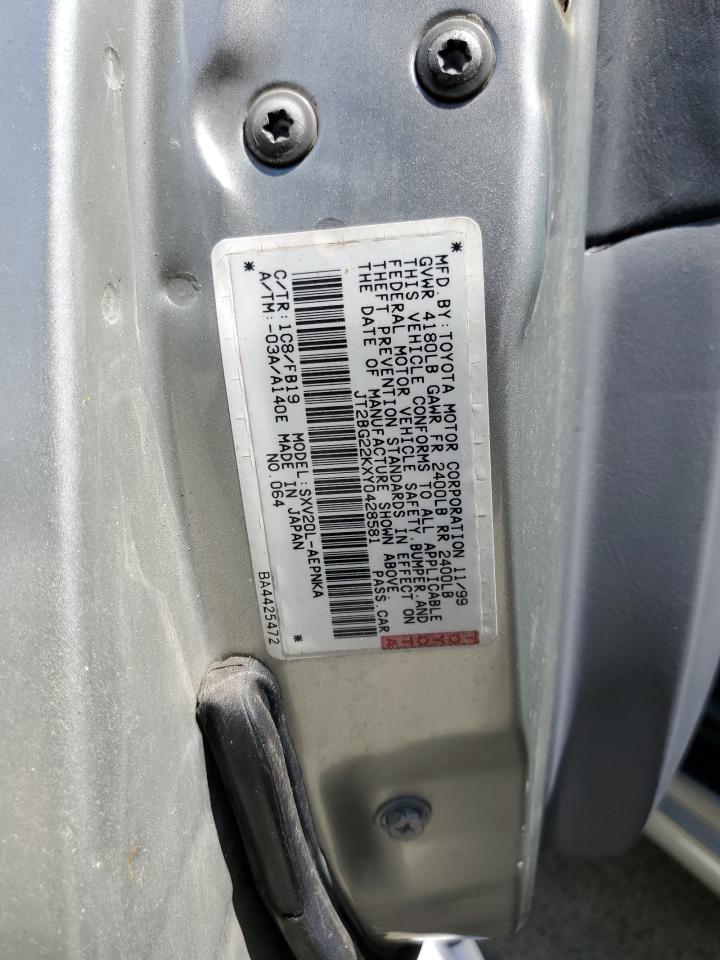 2000 Toyota Camry Ce VIN: JT2BG22KXY0428581 Lot: 56721064