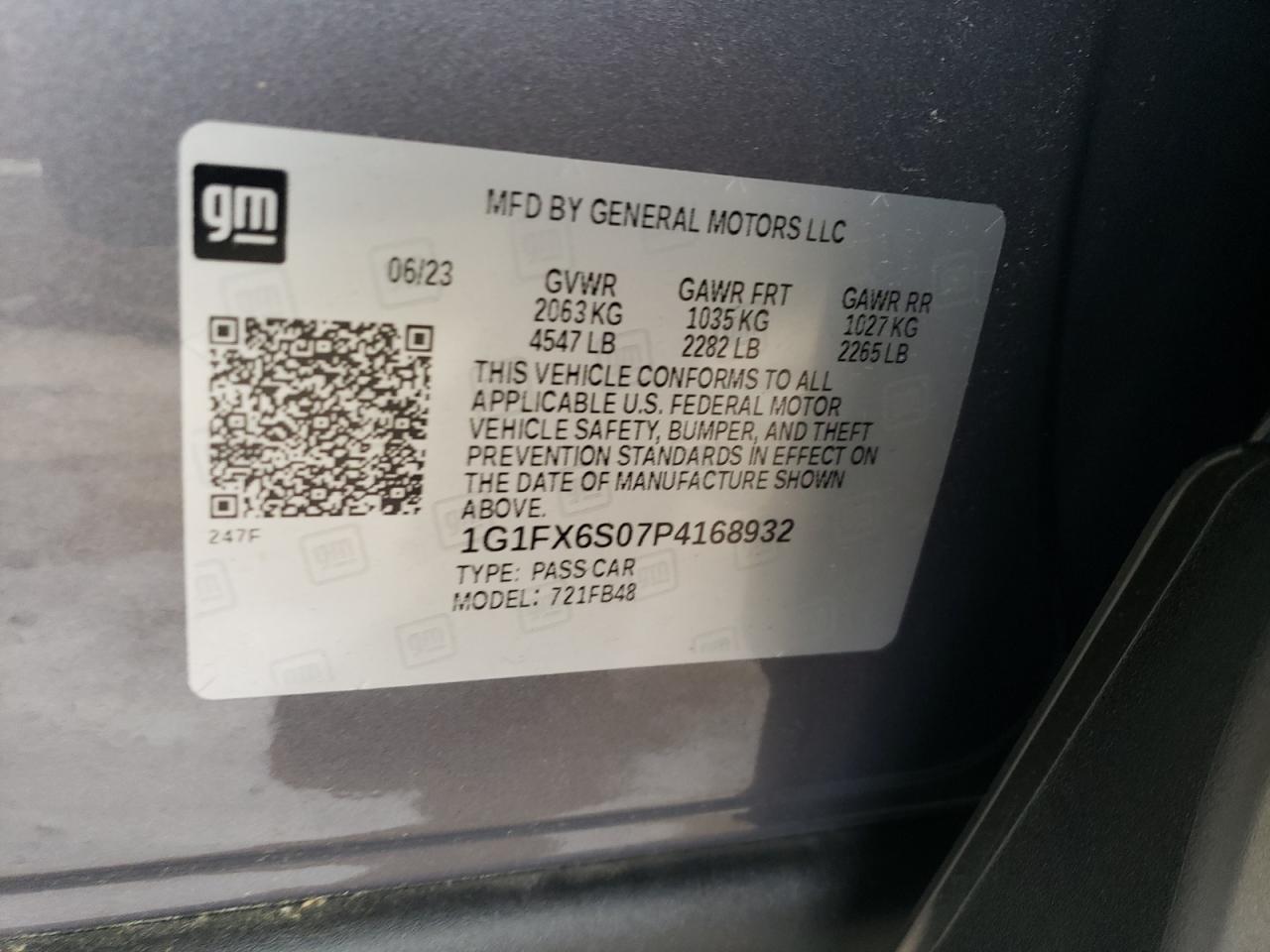 1G1FX6S07P4168932 2023 Chevrolet Bolt Ev 2Lt