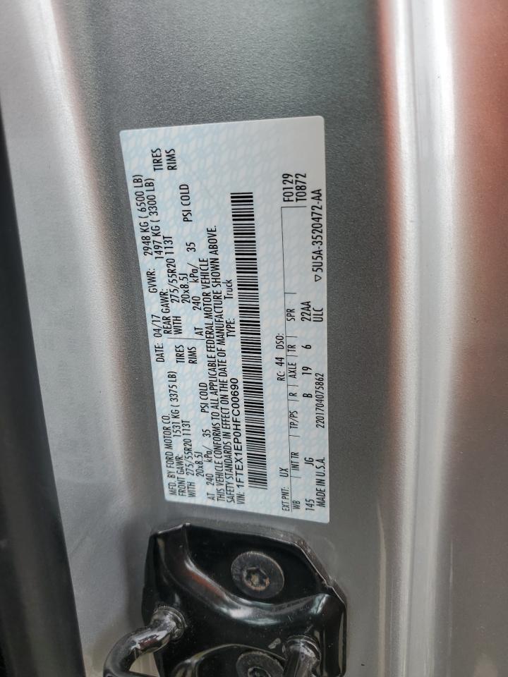 2017 Ford F150 Super Cab VIN: 1FTEX1EP0HFC00690 Lot: 54801854