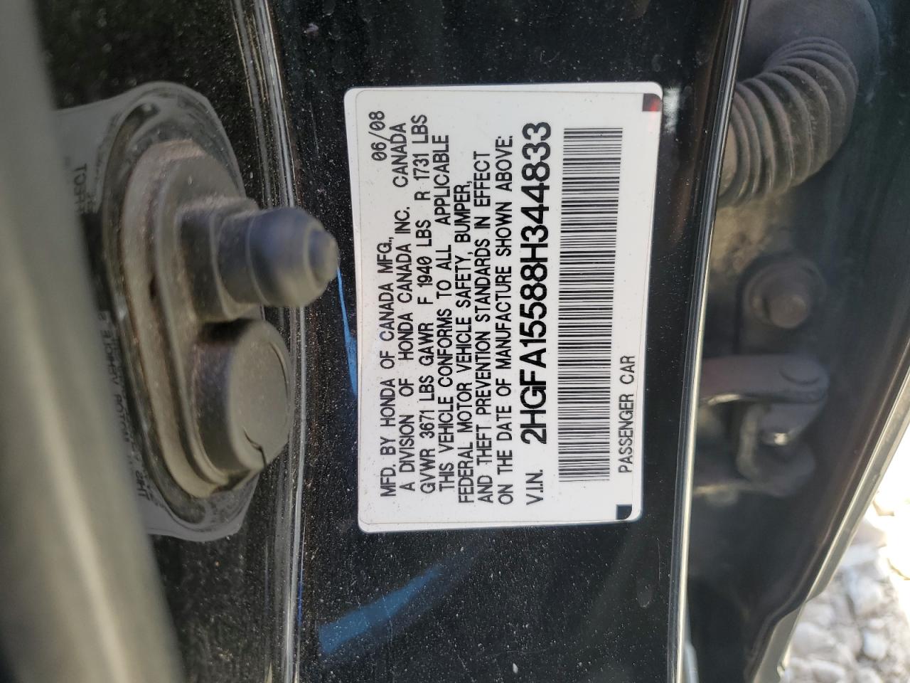 2008 Honda Civic Lx VIN: 2HGFA15588H344833 Lot: 54976684