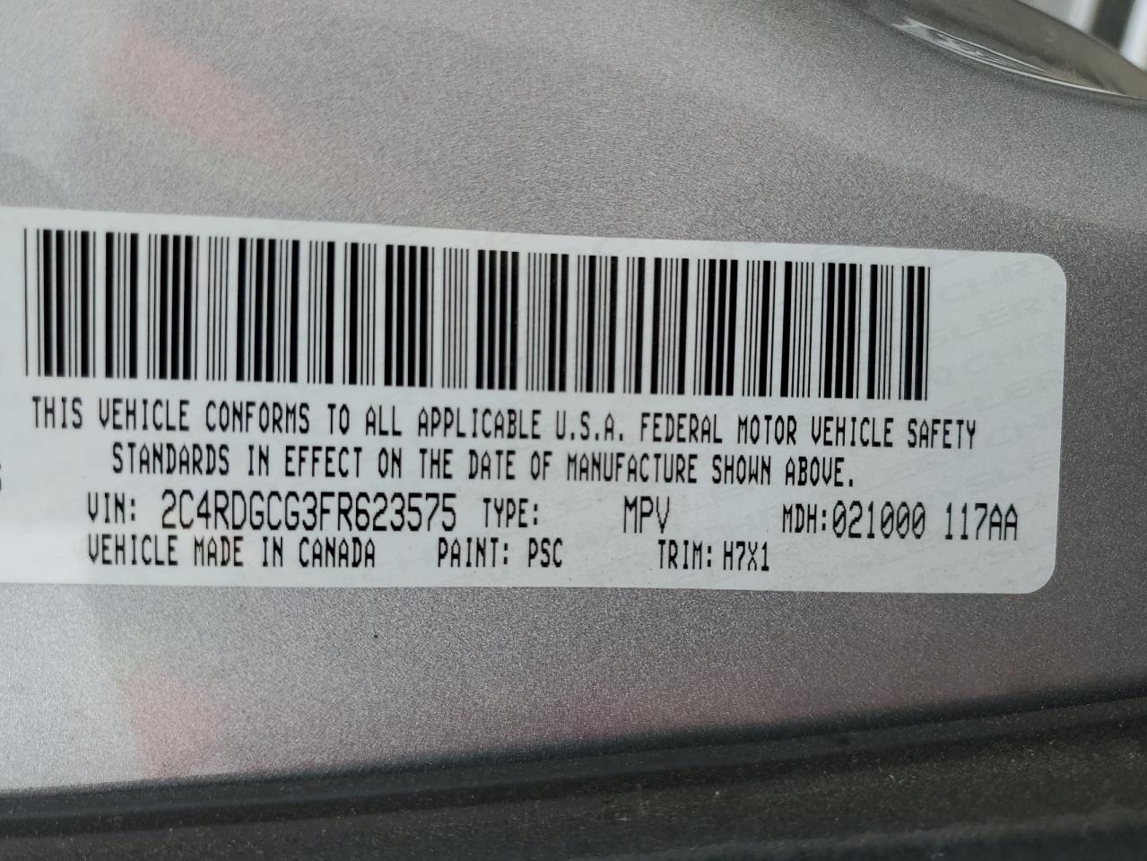 2C4RDGCG3FR623575 2015 Dodge Grand Caravan Sxt