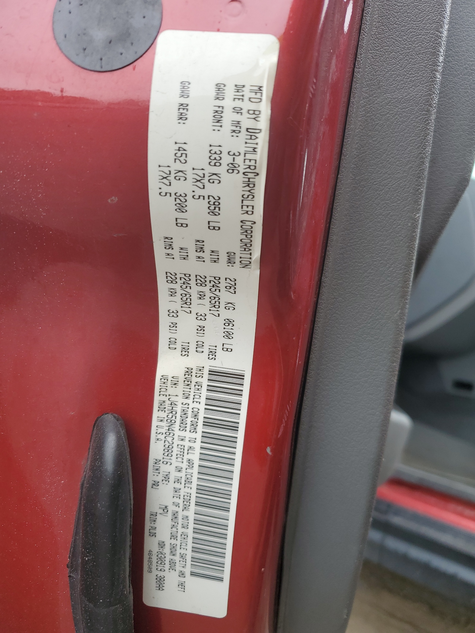 1J4HR58N46C298916 2006 Jeep Grand Cherokee Limited