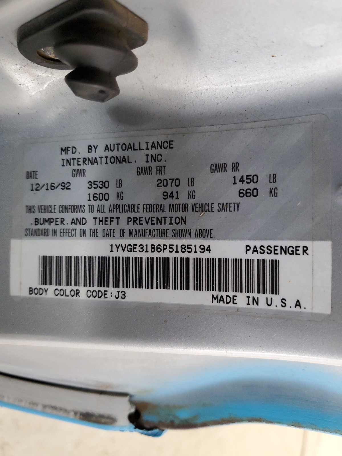 1YVGE31B6P5185194 1993 Mazda Mx-6 Ls