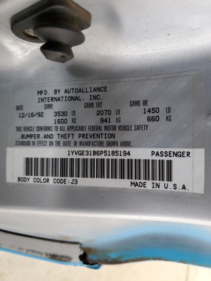 1993 Mazda Mx-6 Ls VIN: 1YVGE31B6P5185194 Lot: 53866324