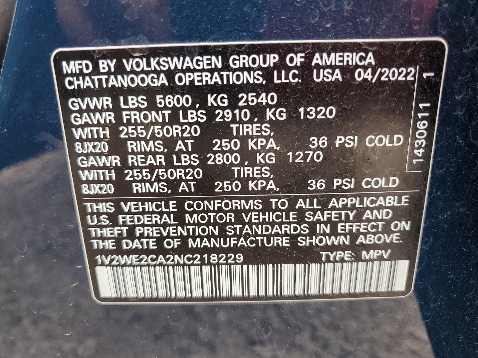 1V2WE2CA2NC218229 2022 Volkswagen Atlas Cross Sport Se