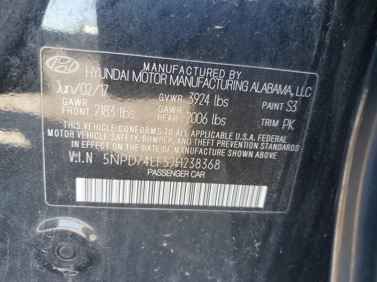 5NPD74LF5JH238368 2018 HYUNDAI ELANTRA - Image 12