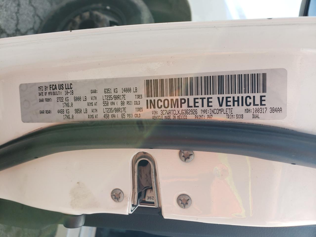 2018 Ram 3500 VIN: 3C7WRTCLXJG362926 Lot: 53617834