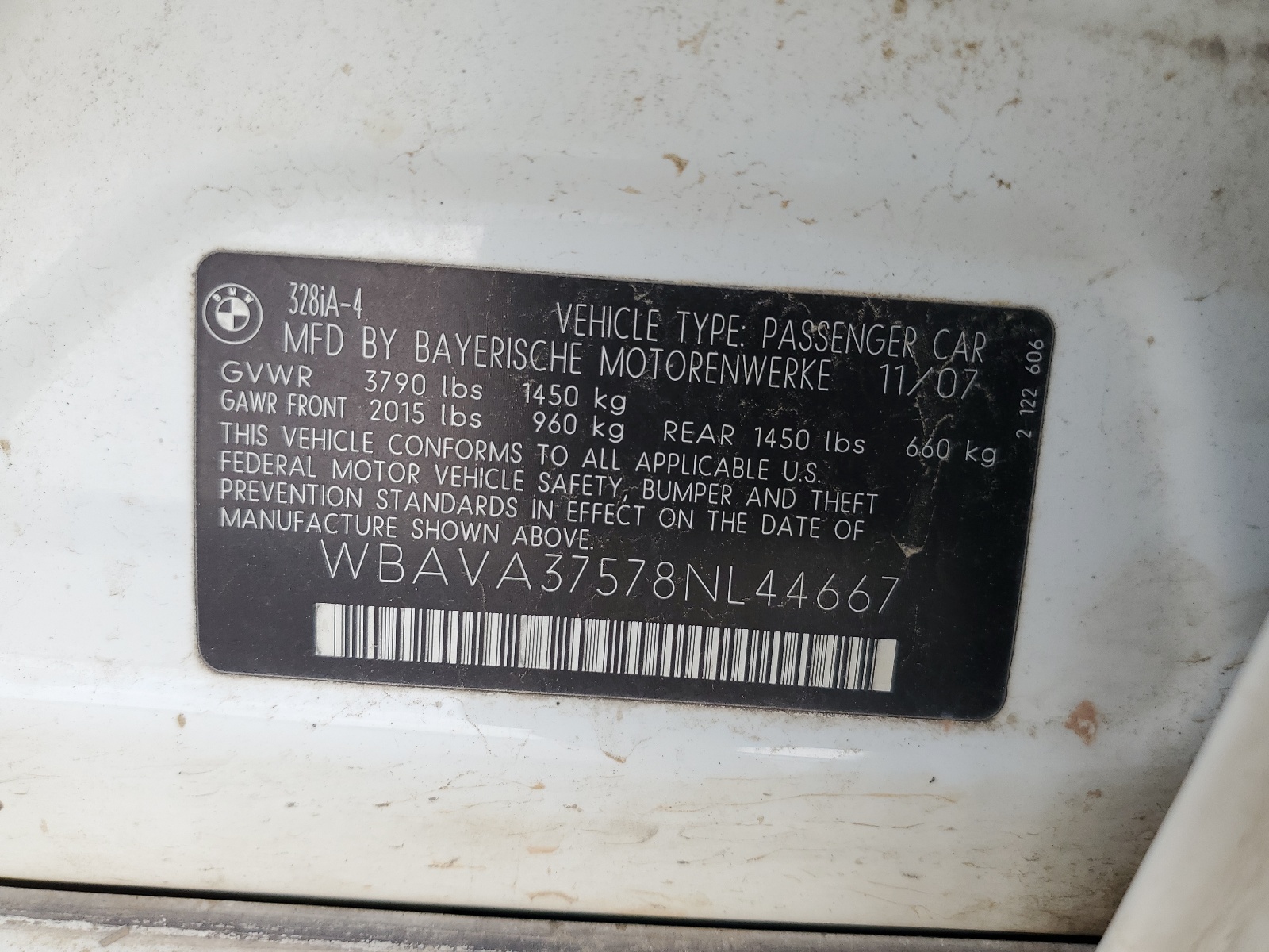 WBAVA37578NL44667 2008 BMW 328 I