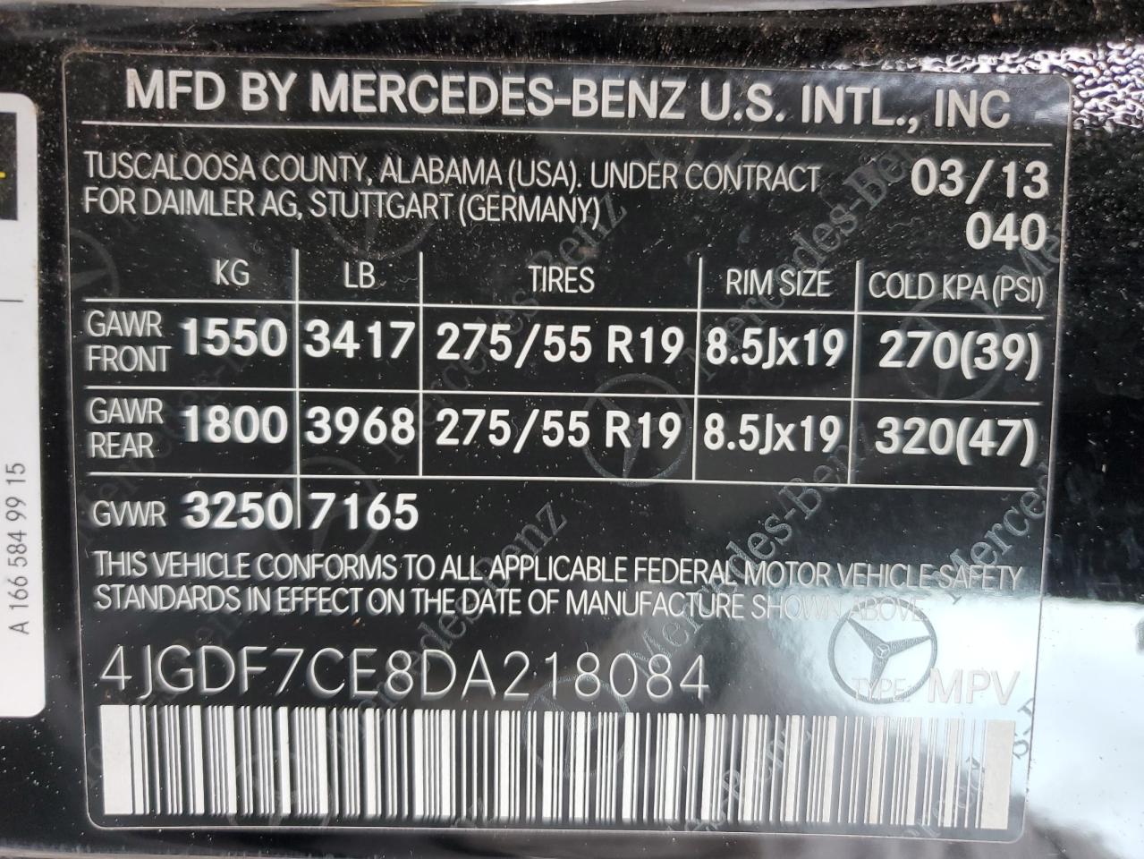 4JGDF7CE8DA218084 2013 Mercedes-Benz Gl 450 4Matic