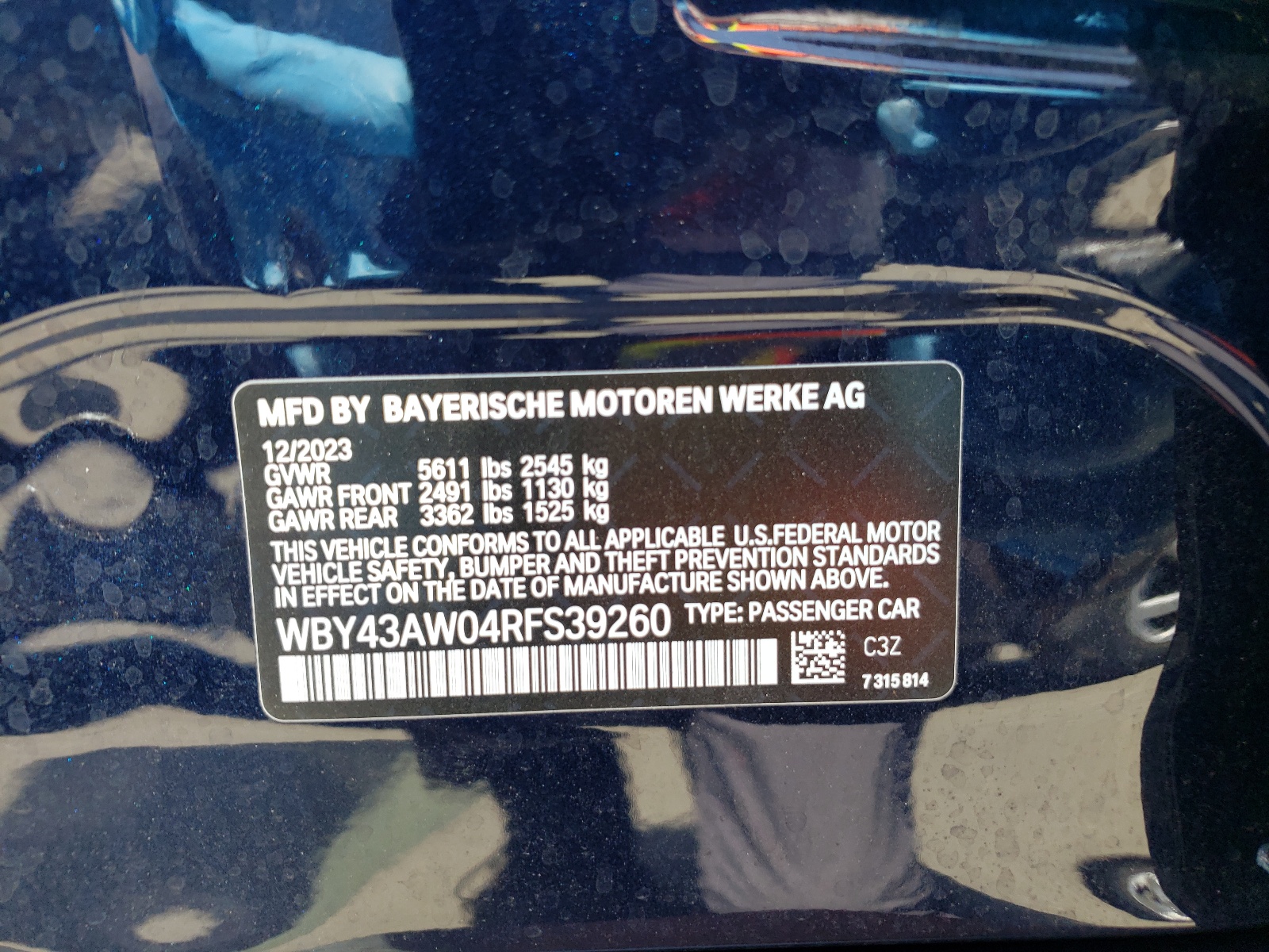 WBY43AW04RFS39260 2024 BMW I4 Edrive 35