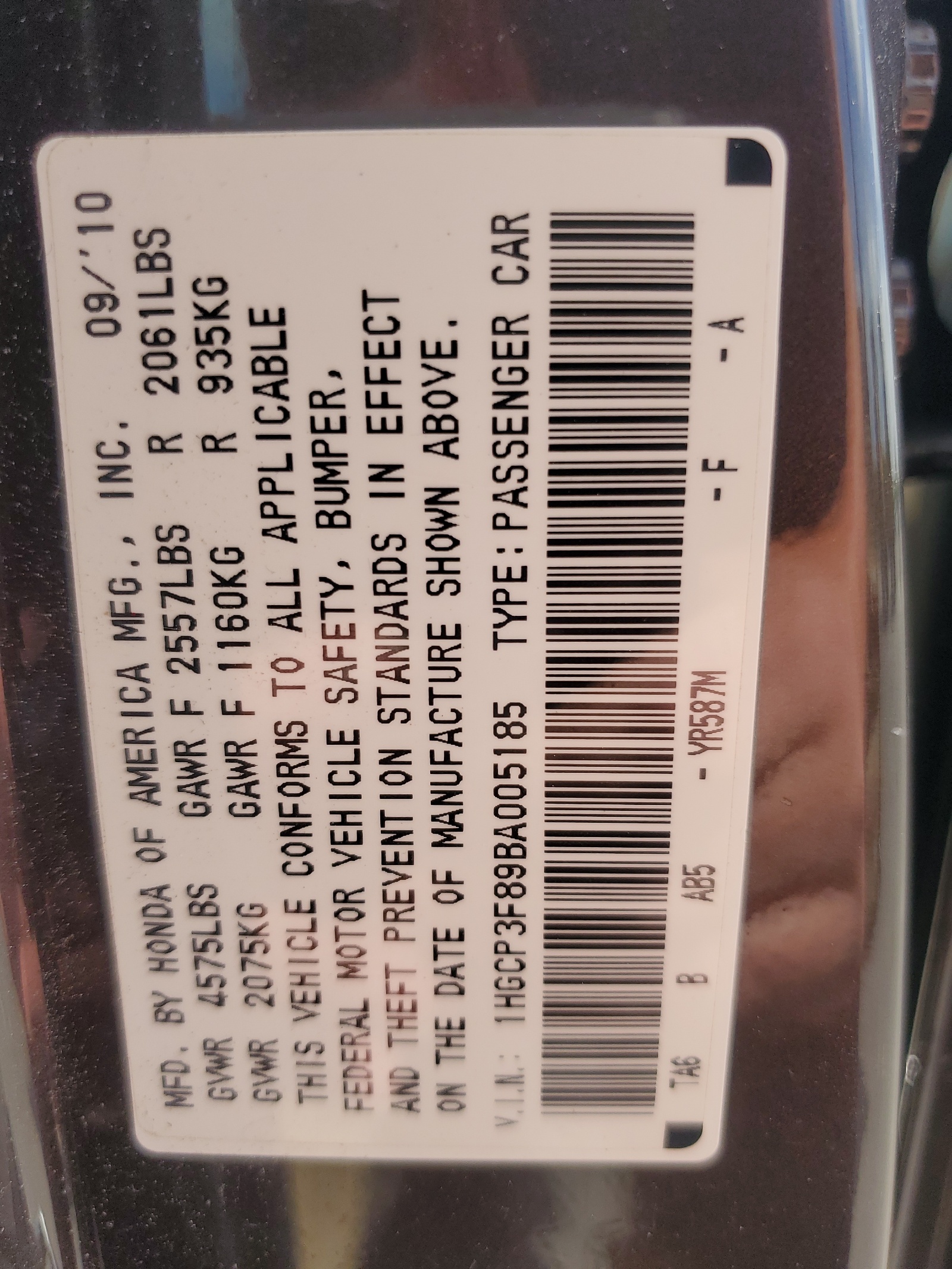 1HGCP3F89BA005185 2011 Honda Accord Exl