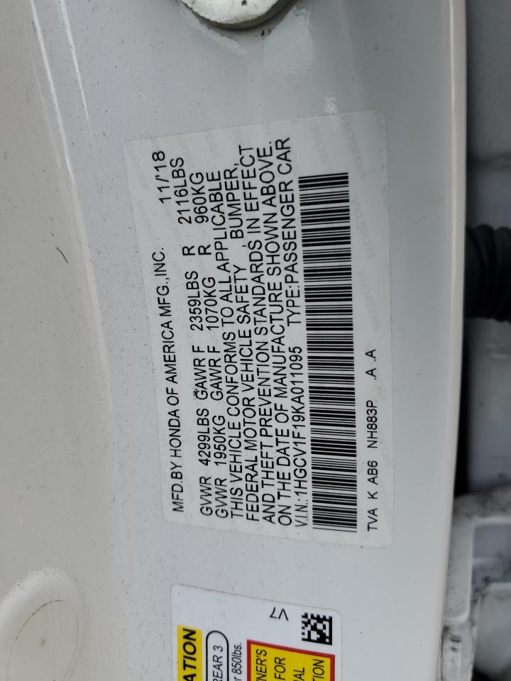 1HGCV1F19KA011095 2019 Honda Accord Lx