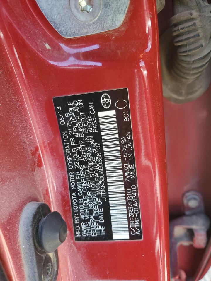 2014 Toyota Prius VIN: JTDKN3DU4E0388107 Lot: 54746044