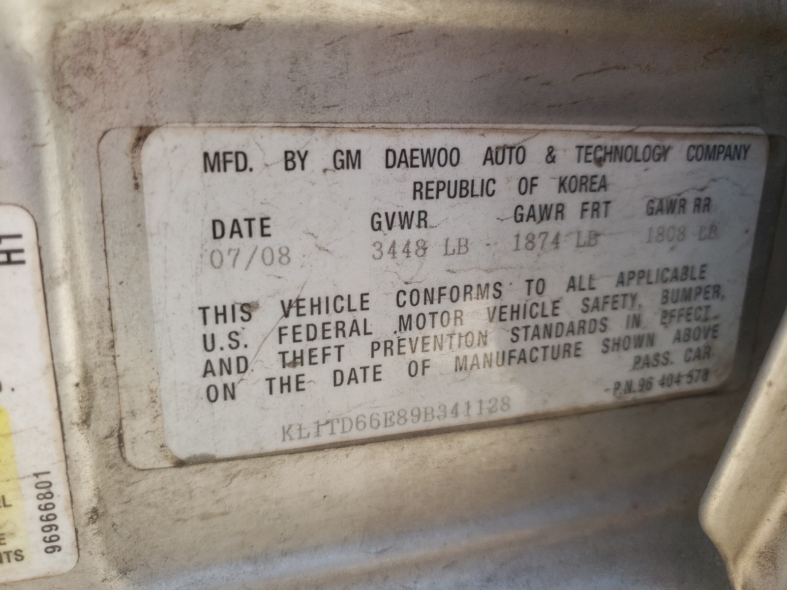 KL1TD66E89B341128 2009 Chevrolet Aveo Ls