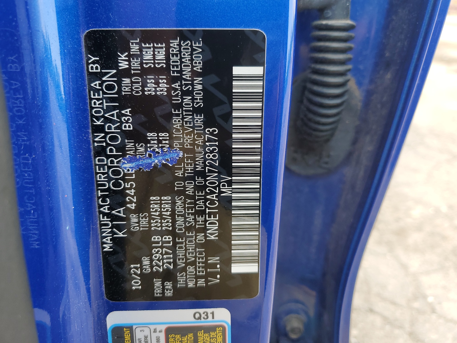 KNDETCA20N7283173 2022 Kia Seltos Sx