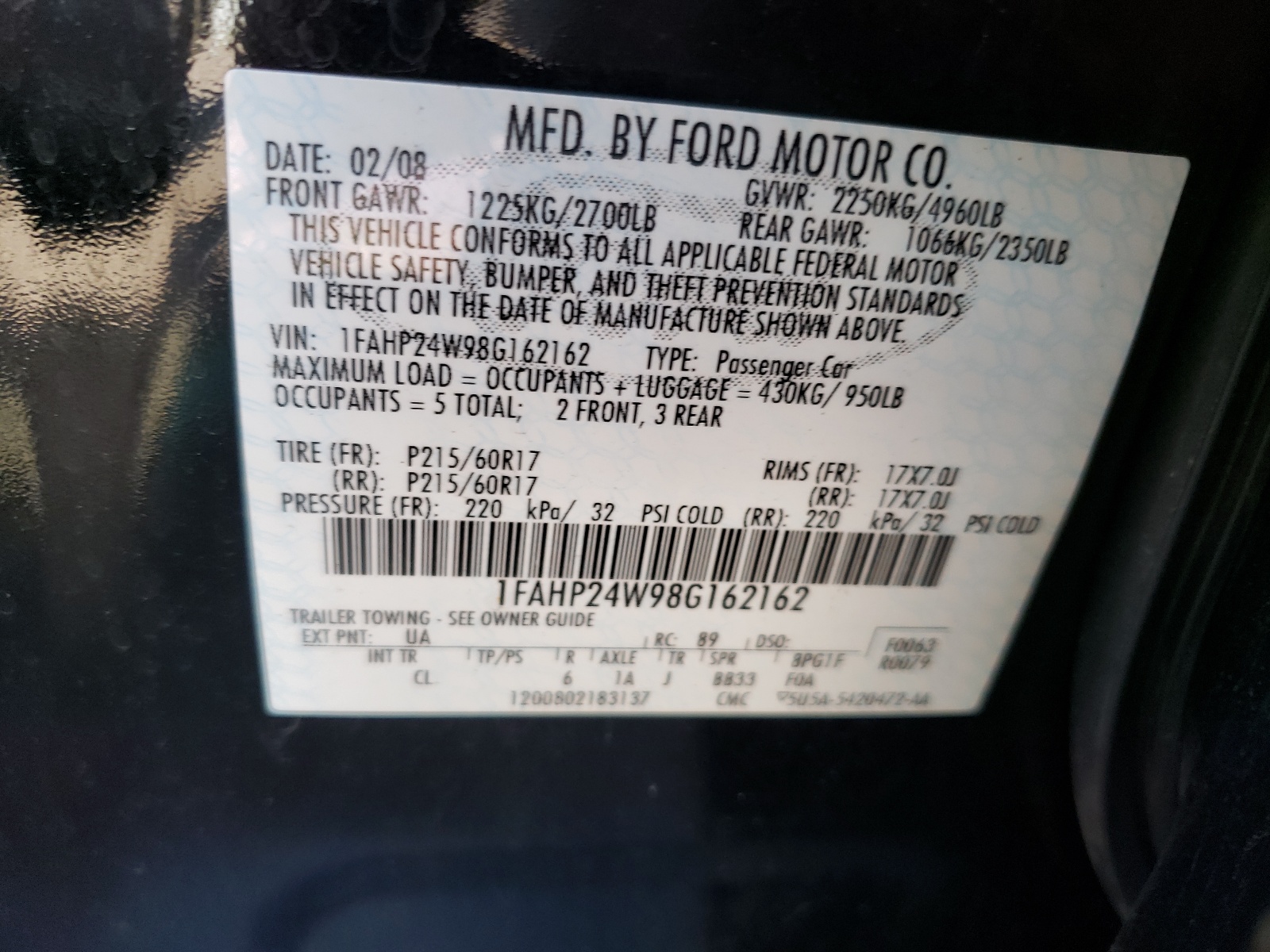 1FAHP24W98G162162 2008 Ford Taurus Sel