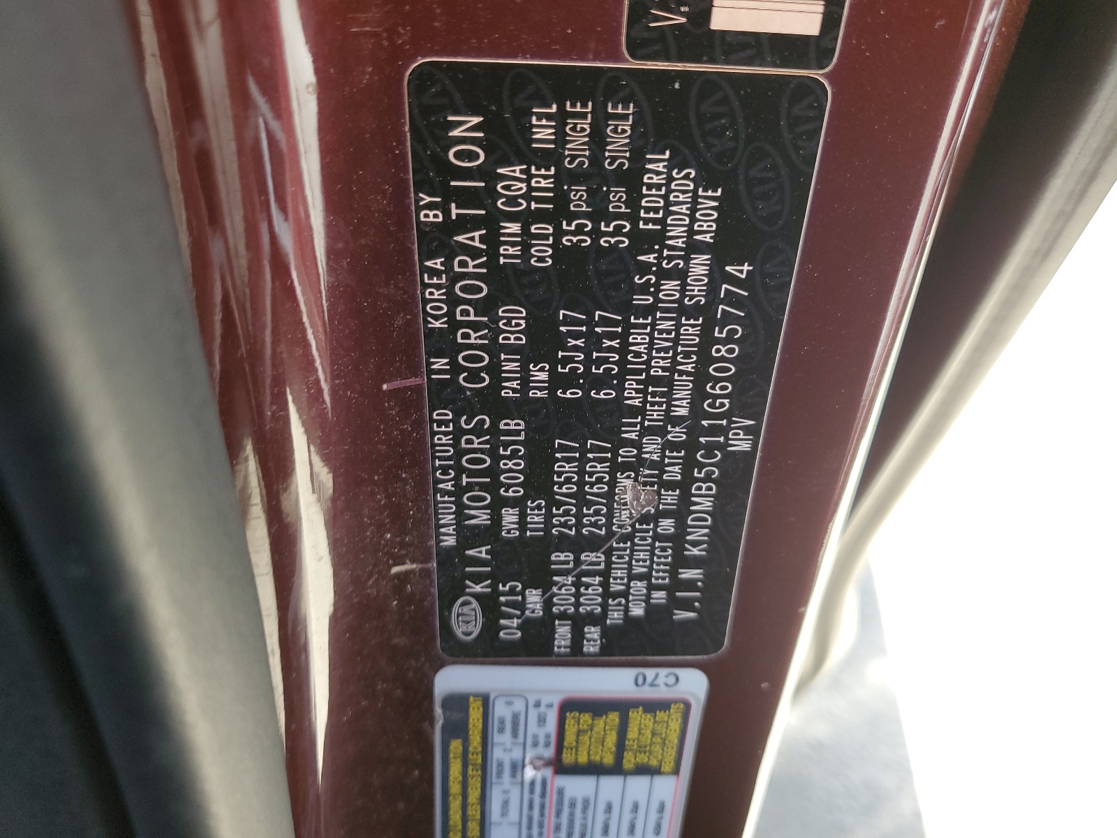 KNDMB5C11G6085774 2016 Kia Sedona Lx