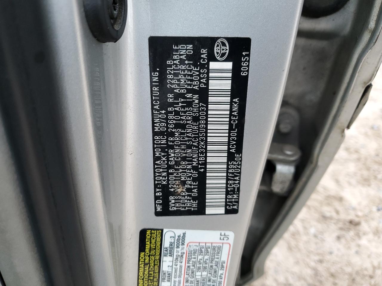 2005 Toyota Camry Le VIN: 4T1BE32K35U980037 Lot: 56817034