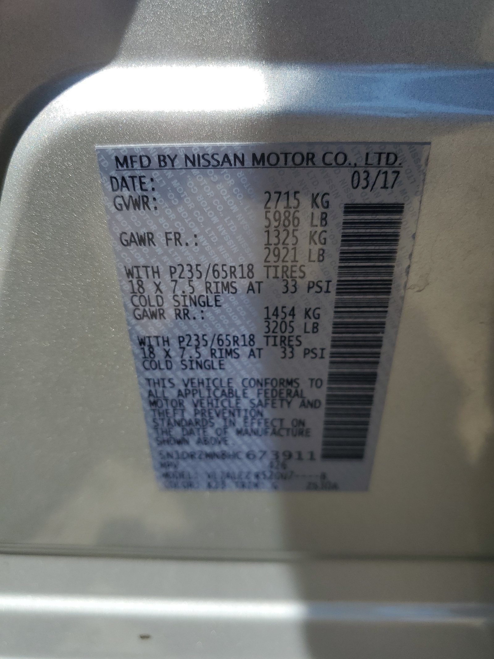 5N1DR2MN8HC673911 2017 Nissan Pathfinder S