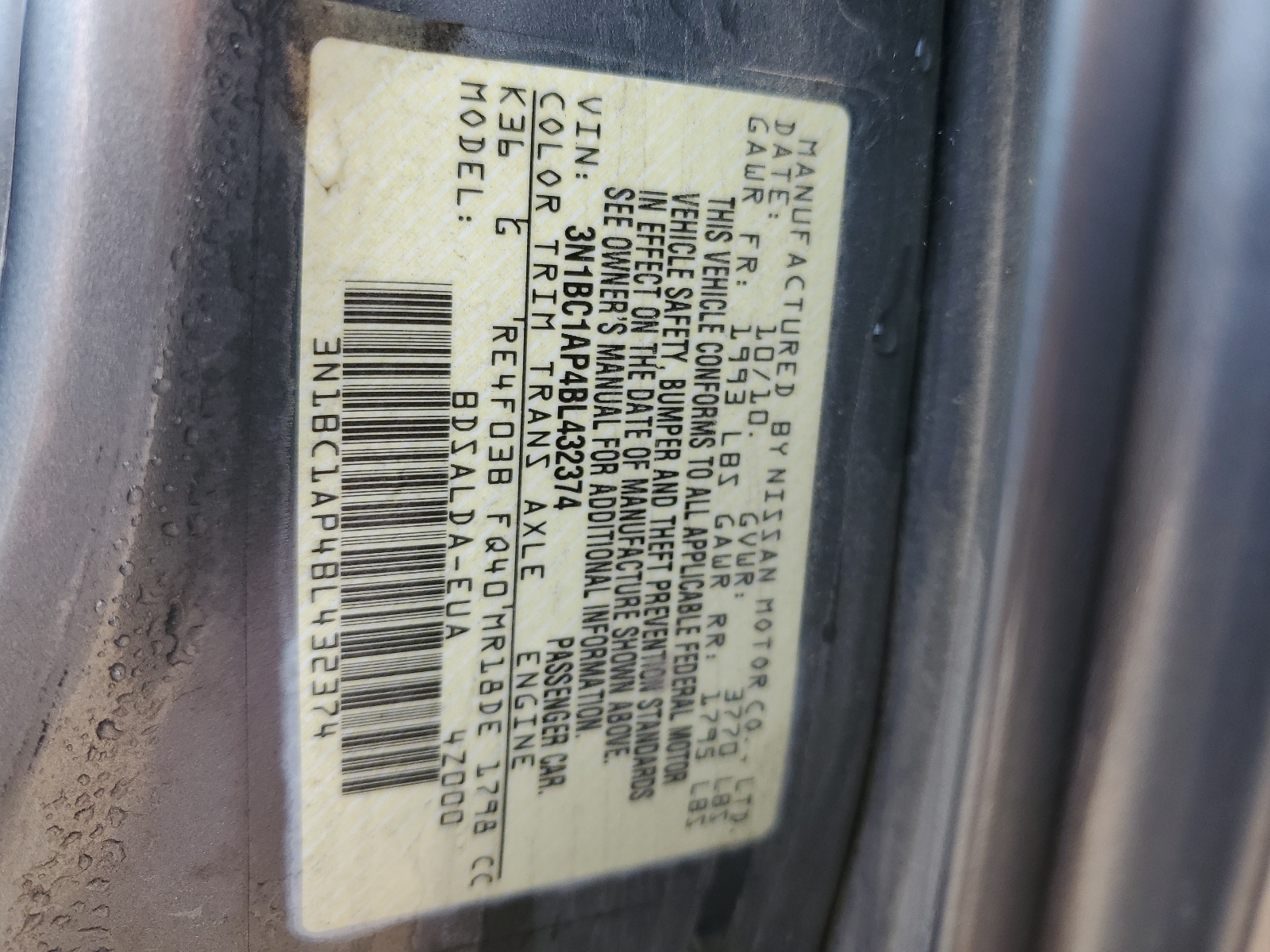 3N1BC1AP4BL432374 2011 Nissan Versa S