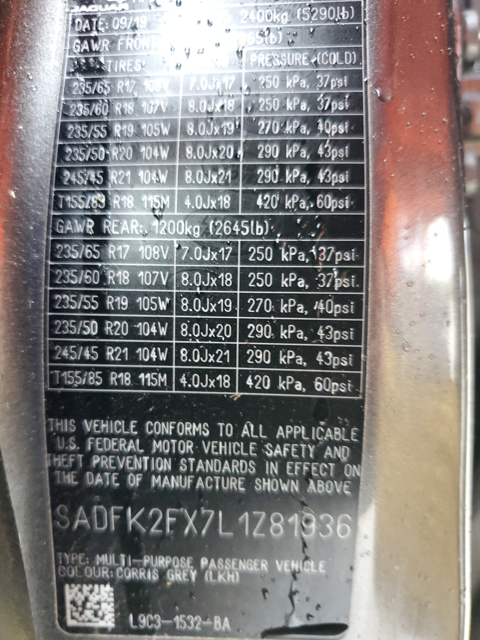 SADFK2FX7L1Z81936 2020 Jaguar E-Pace