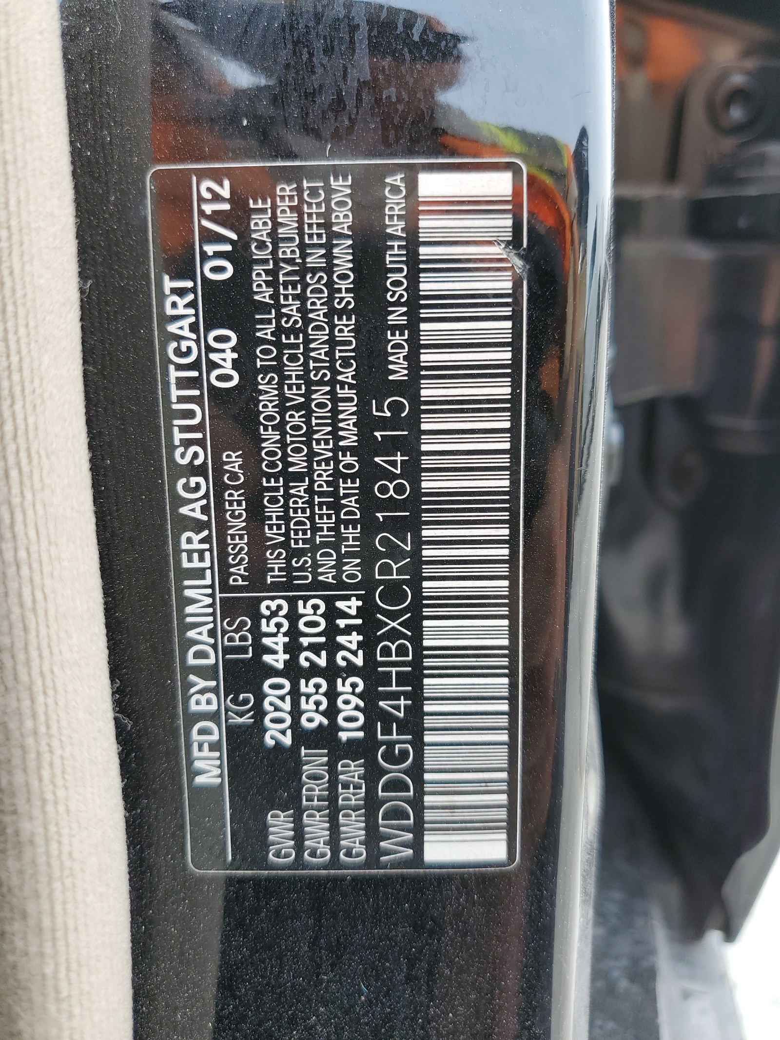 WDDGF4HBXCR218415 2012 Mercedes-Benz C 250