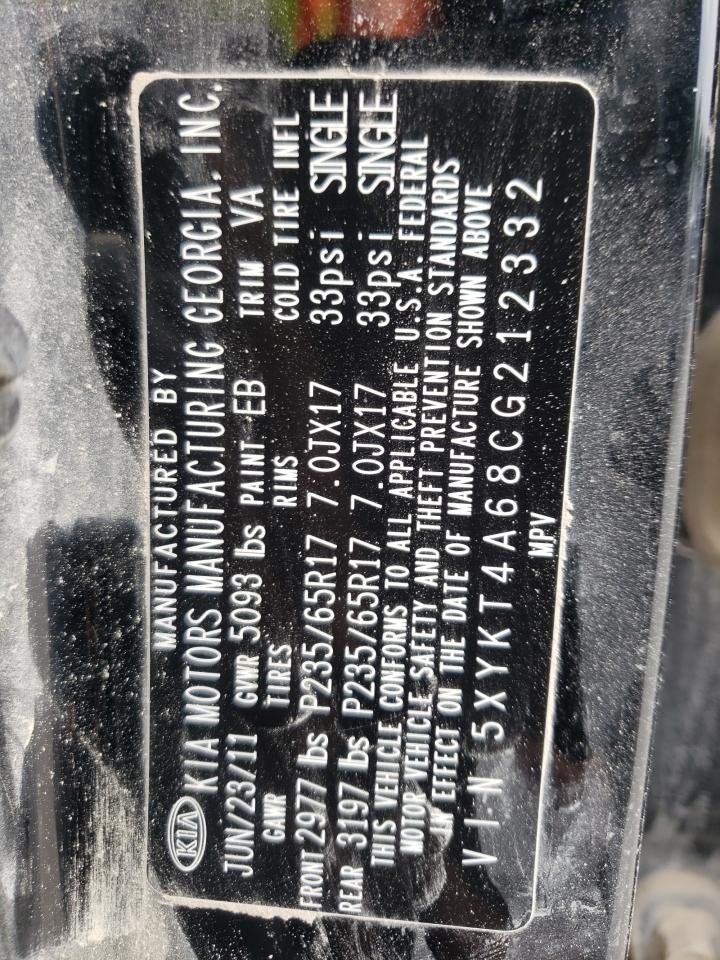 2012 Kia Sorento Base VIN: 5XYKT4A68CG212332 Lot: 55996024