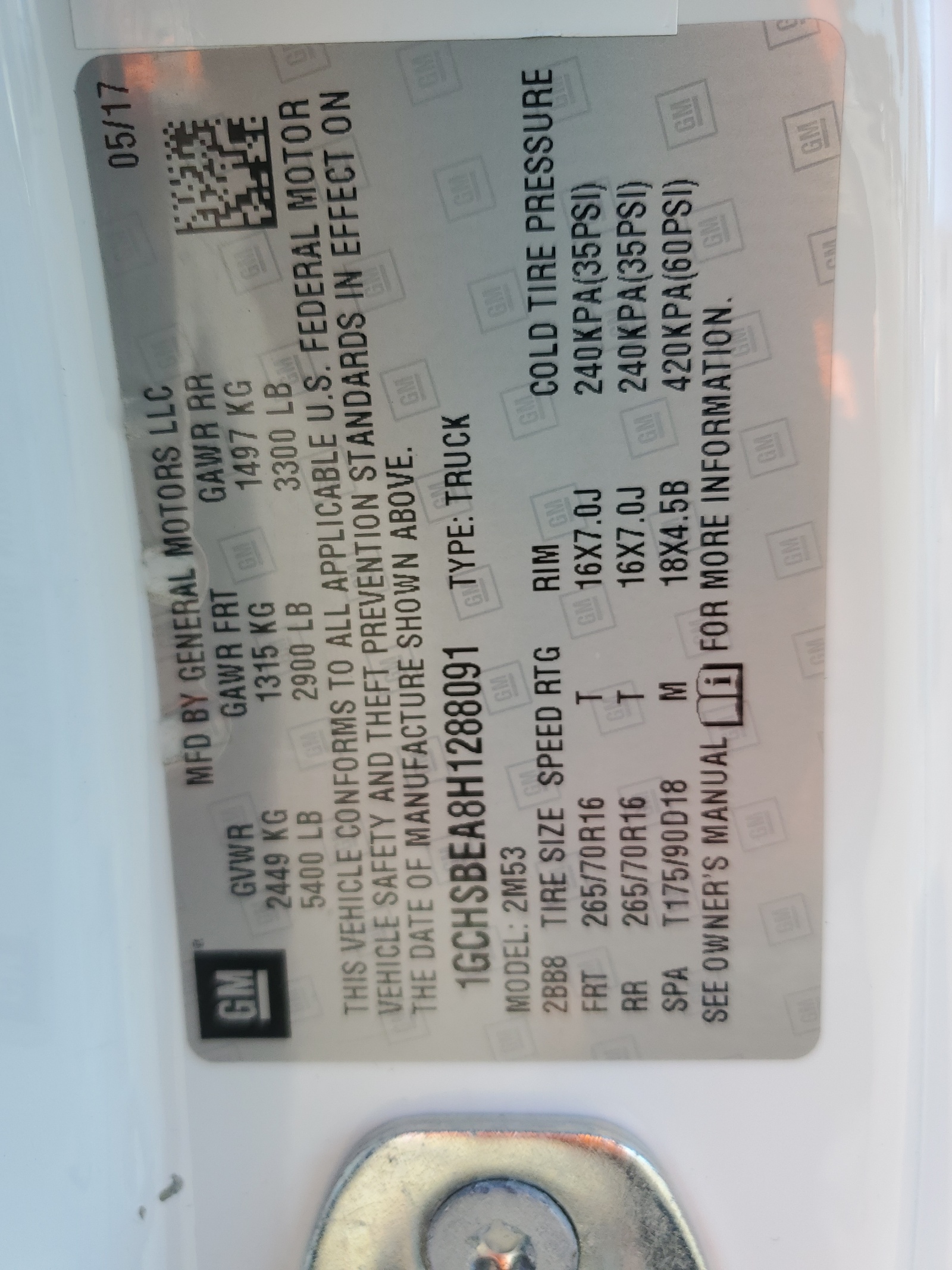 1GCHSBEA8H1288091 2017 Chevrolet Colorado