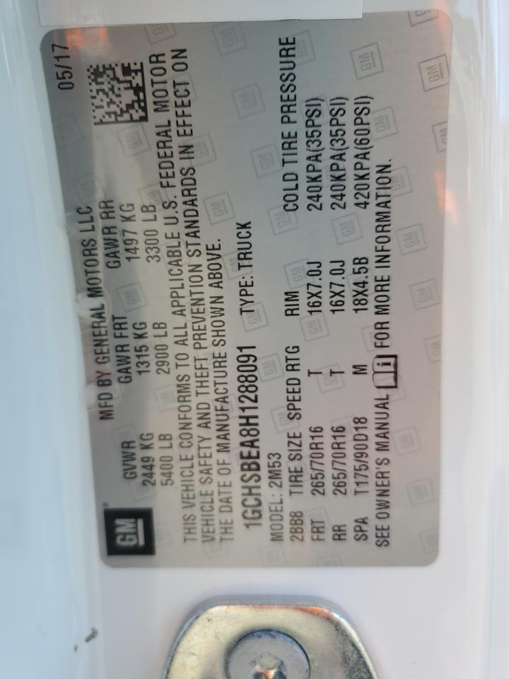 2017 Chevrolet Colorado VIN: 1GCHSBEA8H1288091 Lot: 56338664