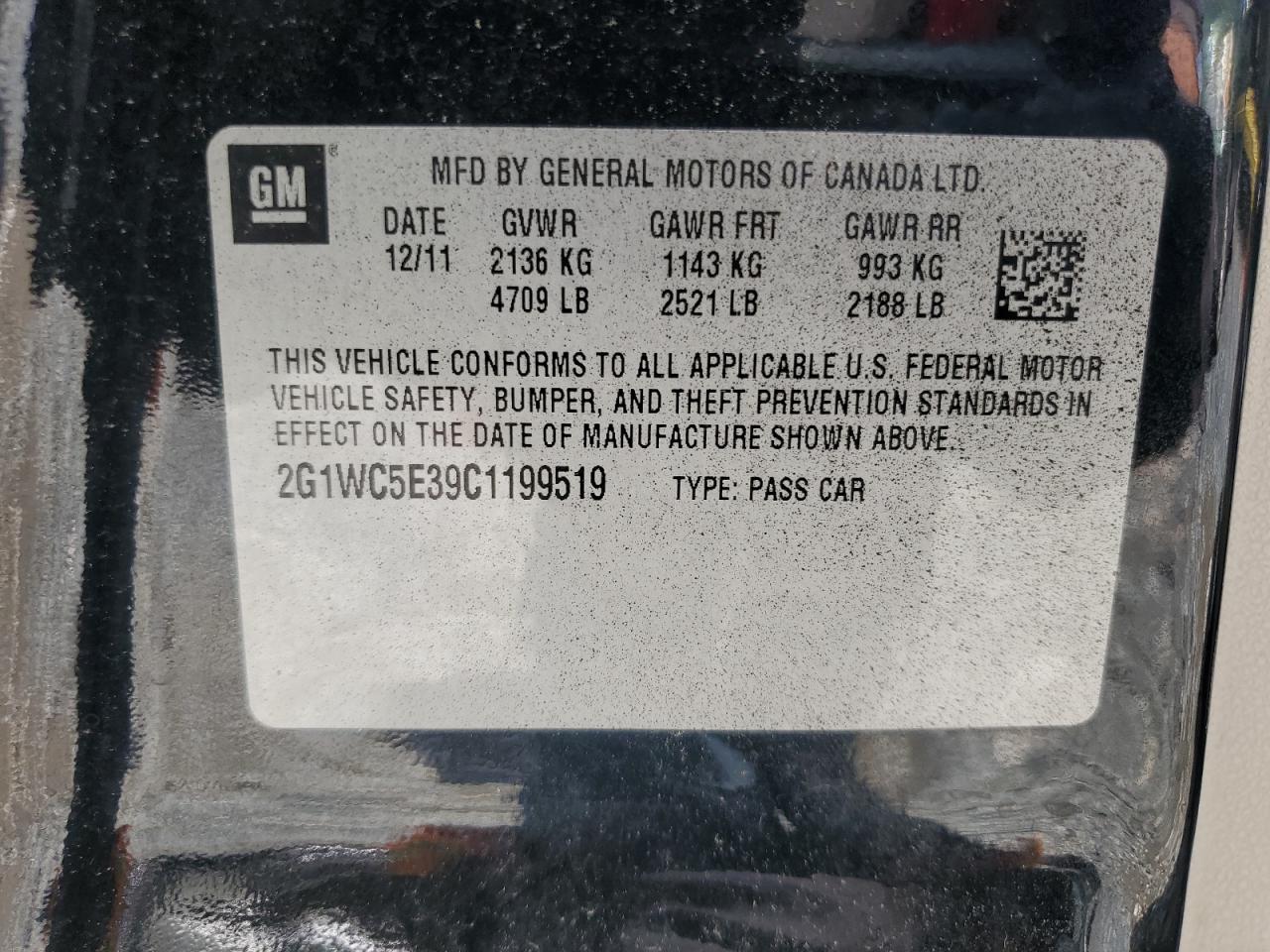 2G1WC5E39C1199519 2012 Chevrolet Impala Ltz