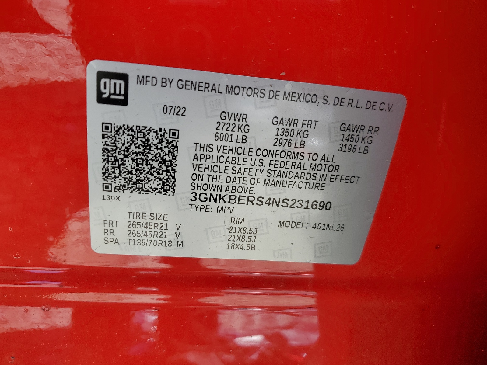 3GNKBERS4NS231690 2022 Chevrolet Blazer Rs