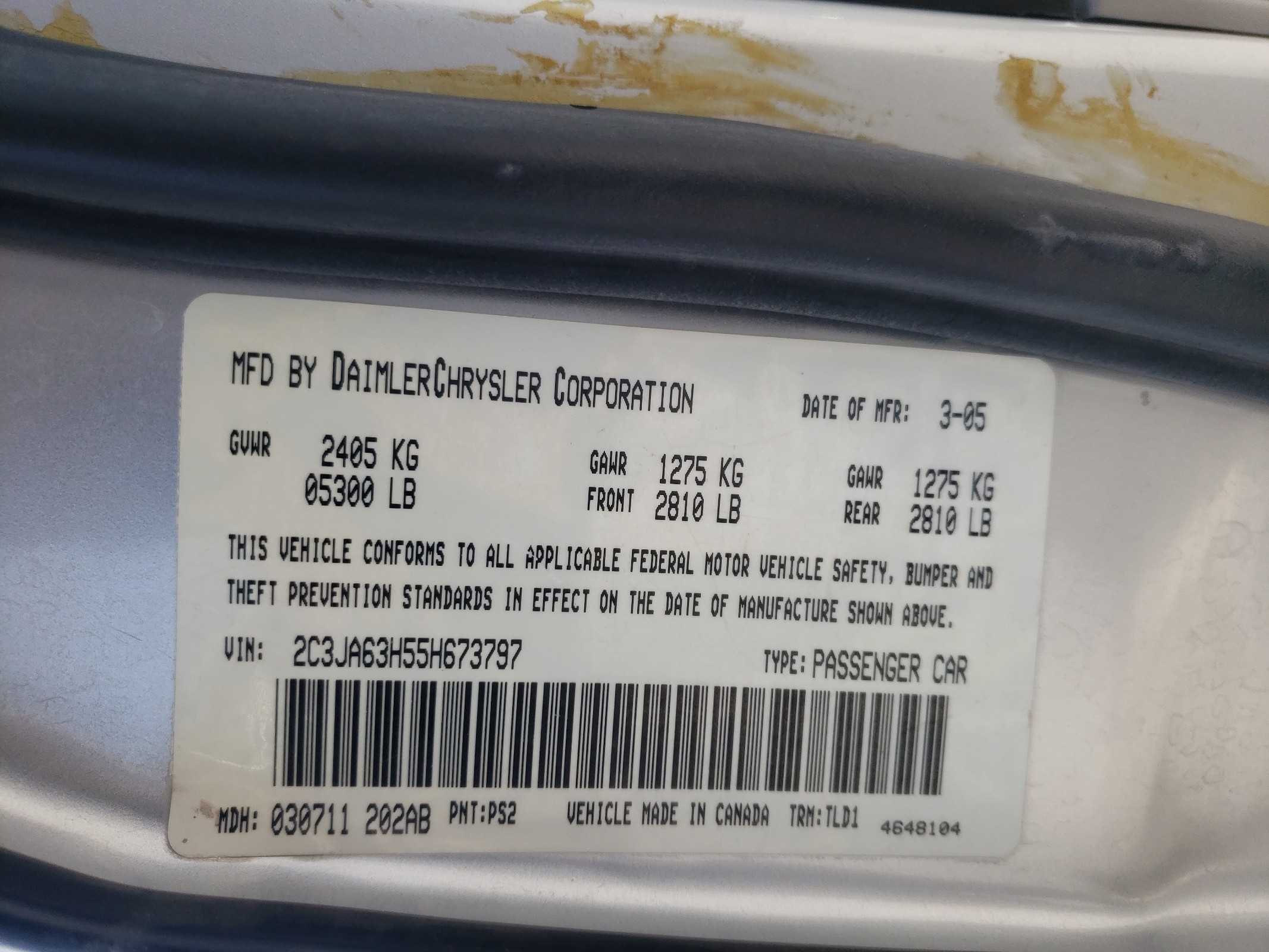 2C3JA63H55H673797 2005 Chrysler 300C