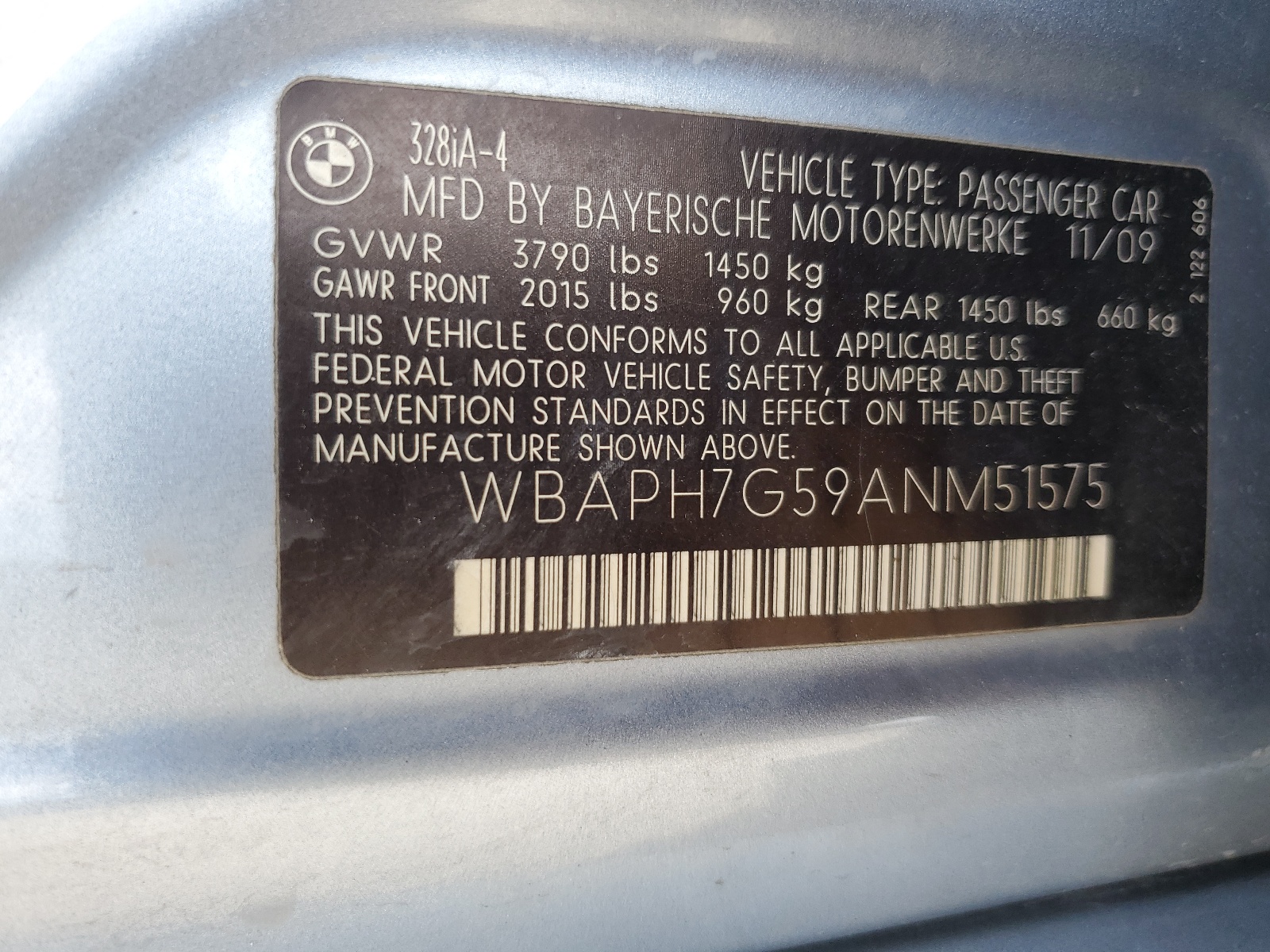 WBAPH7G59ANM51575 2010 BMW 328 I