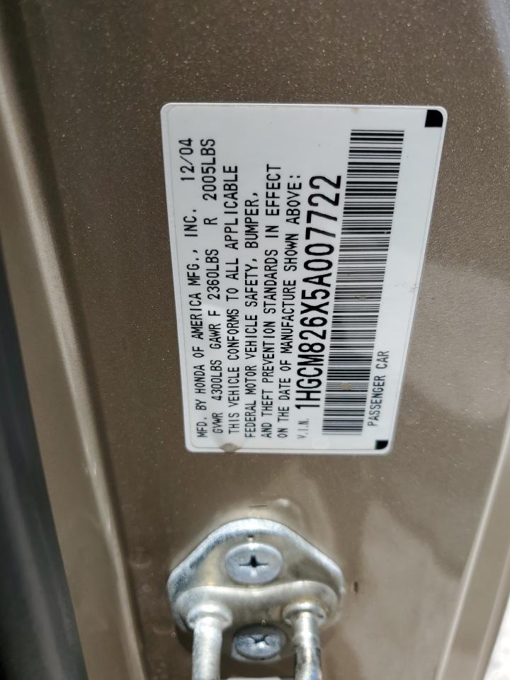 2005 Honda Accord Ex VIN: 1HGCM826X5A007722 Lot: 55943954