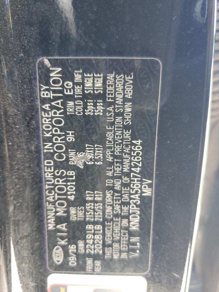 2017 Kia Soul + VIN: KNDJP3A56H7426564 Lot: 55003034