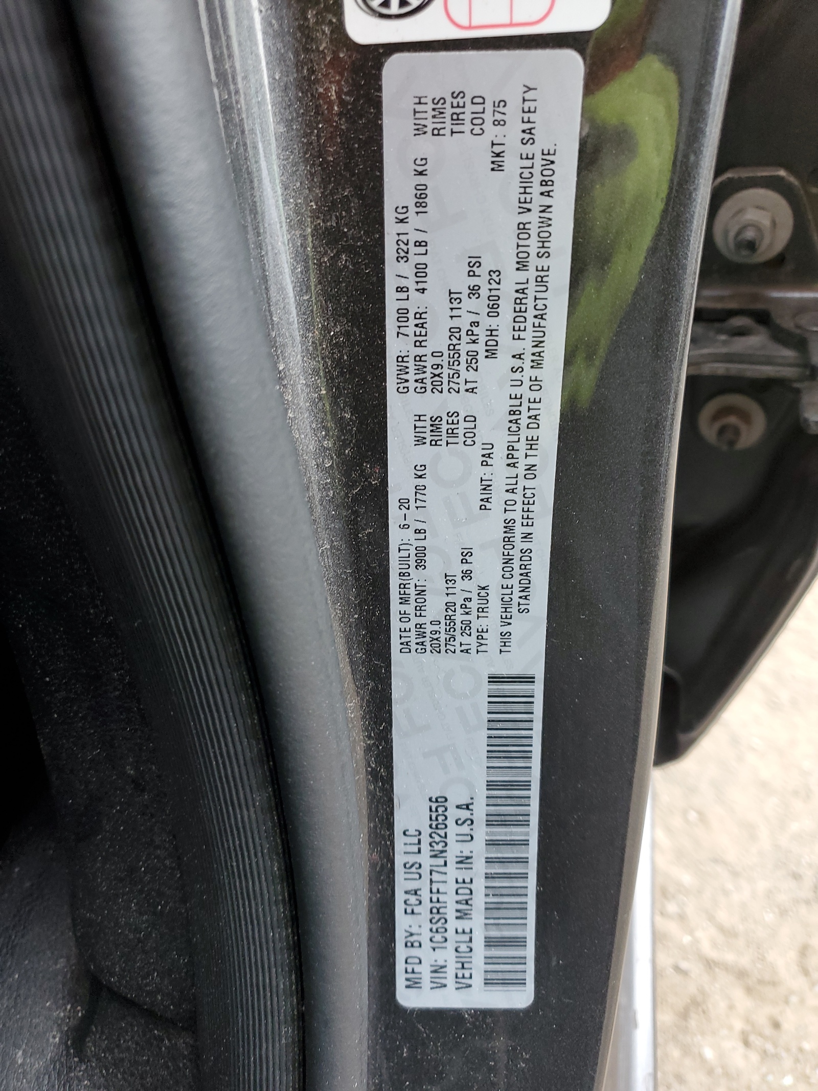 1C6SRFFT7LN326556 2020 Ram 1500 Big Horn/Lone Star