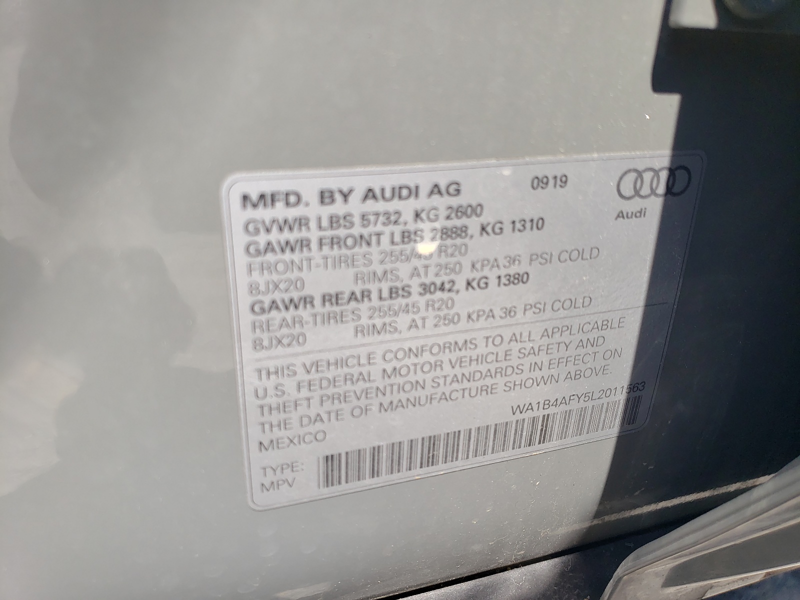 WA1B4AFY5L2011563 2020 Audi Sq5 Premium Plus