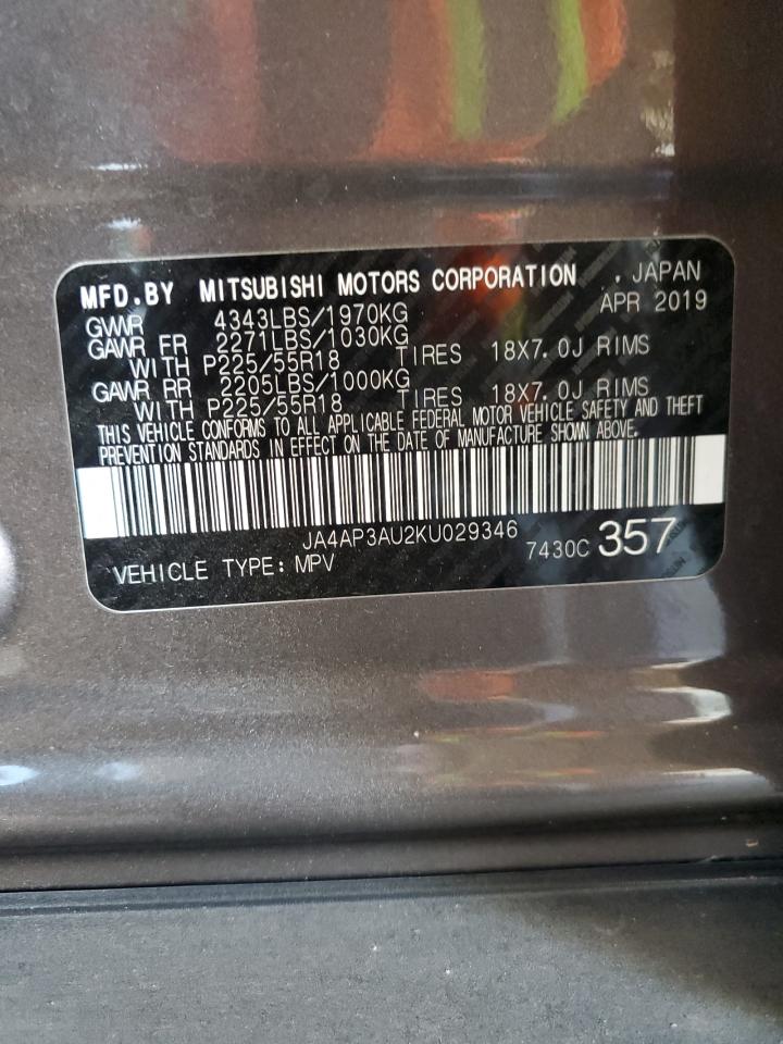 2019 Mitsubishi Outlander Sport Es VIN: JA4AP3AU2KU029346 Lot: 55812554