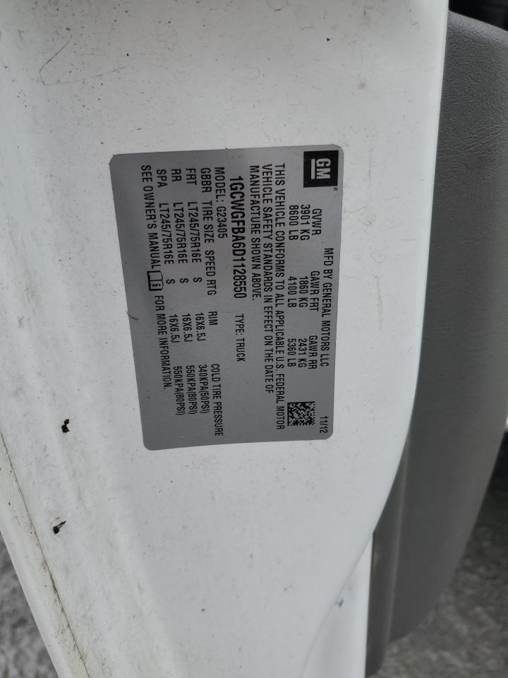 2013 Chevrolet Express G2500 VIN: 1GCWGFBA6D1128550 Lot: 53007264