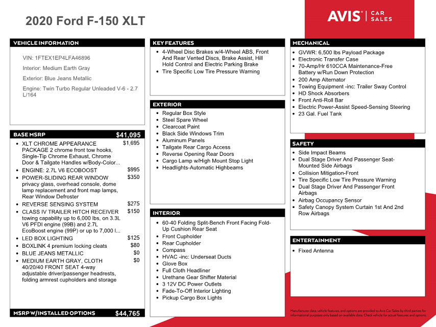 2020 Ford F150 Super Cab vin: 1FTEX1EP4LFA46896