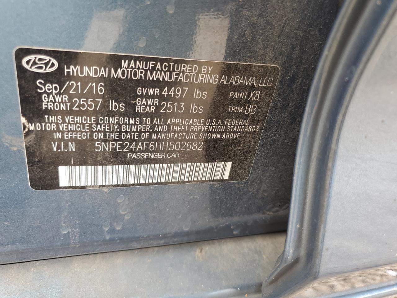 5NPE24AF6HH502682 2017 Hyundai Sonata Se